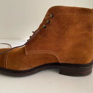 Men's Carmina Soller boots in tobacco suede with shoe trees